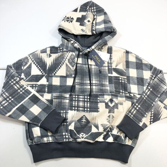 Polo Ralph Lauren Women's Fleece Aztec Patchwork Beacon Plaid Hoodie Sz XS $248 - Picture 10 of 10